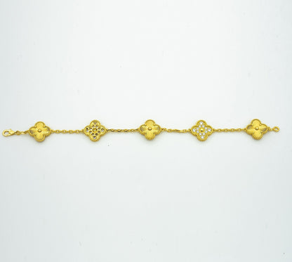 [Rosla Jewelry]CLOVER BRACELET 5 MOTIFS GOLD DIAMOND