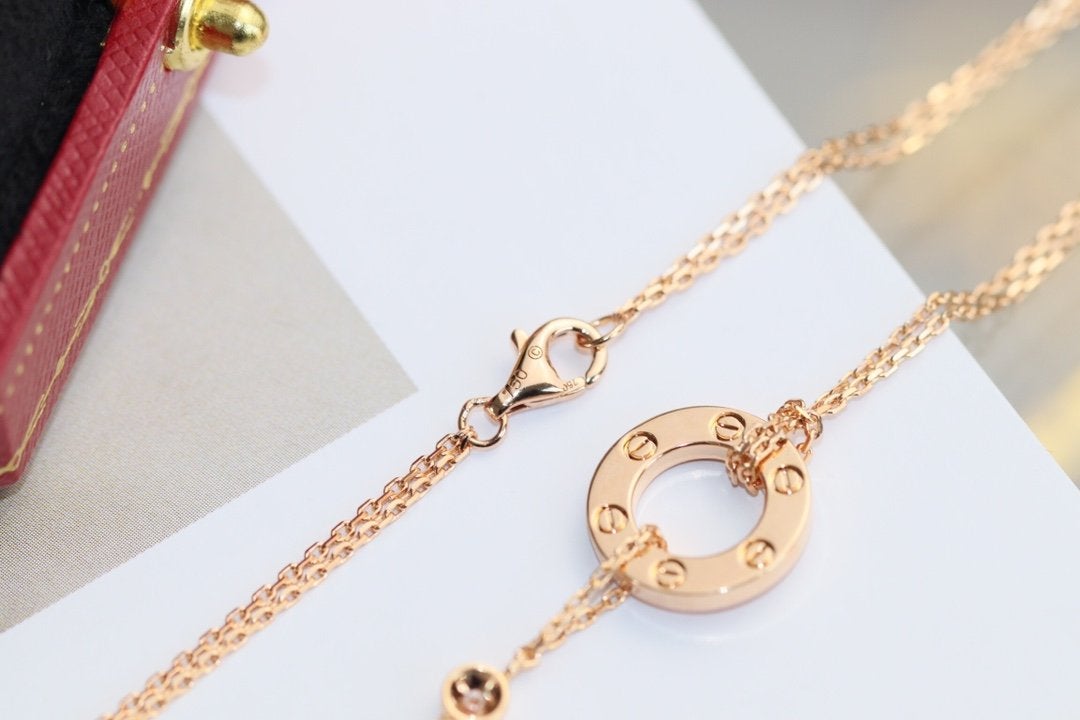 [Rosla Jewelry]LOVE NECKLACE ADJUSTABLE ROSE GOLD 2 DIAMOND