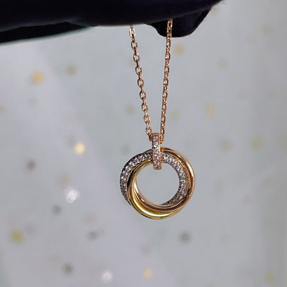 [Rosla Jewelry]TRINITY NECKLACE SILVER GOLD PINK GOLD DIAMONDS