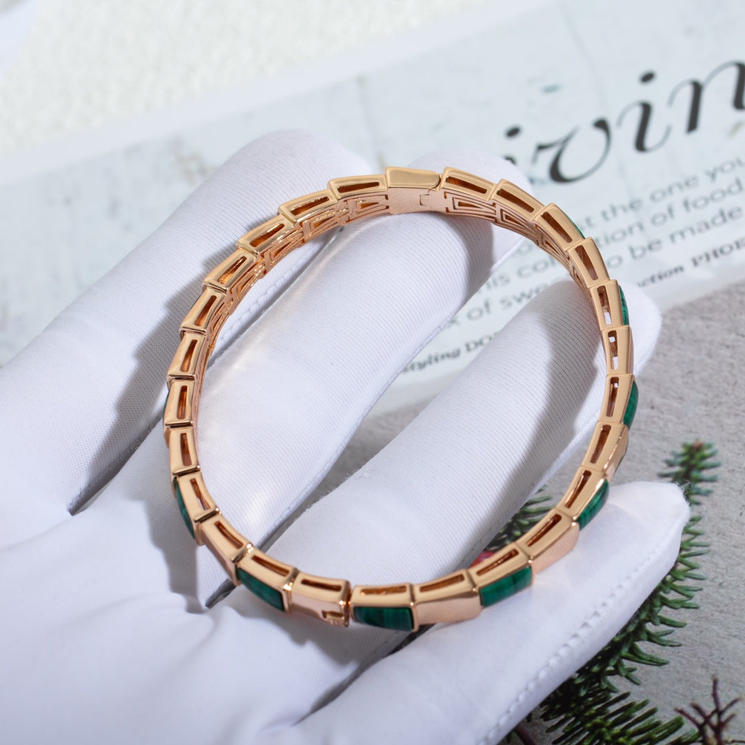 [Rosla Jewelry]SERPENTI BRACELET PINK GOLD MALACHITE