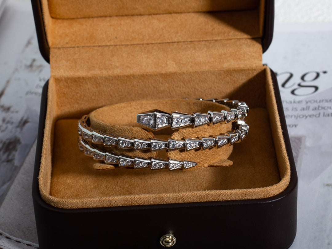 [Rosla Jewelry]SERPENTI BRACELET SILVER DIAMOND DOUBLE ROW