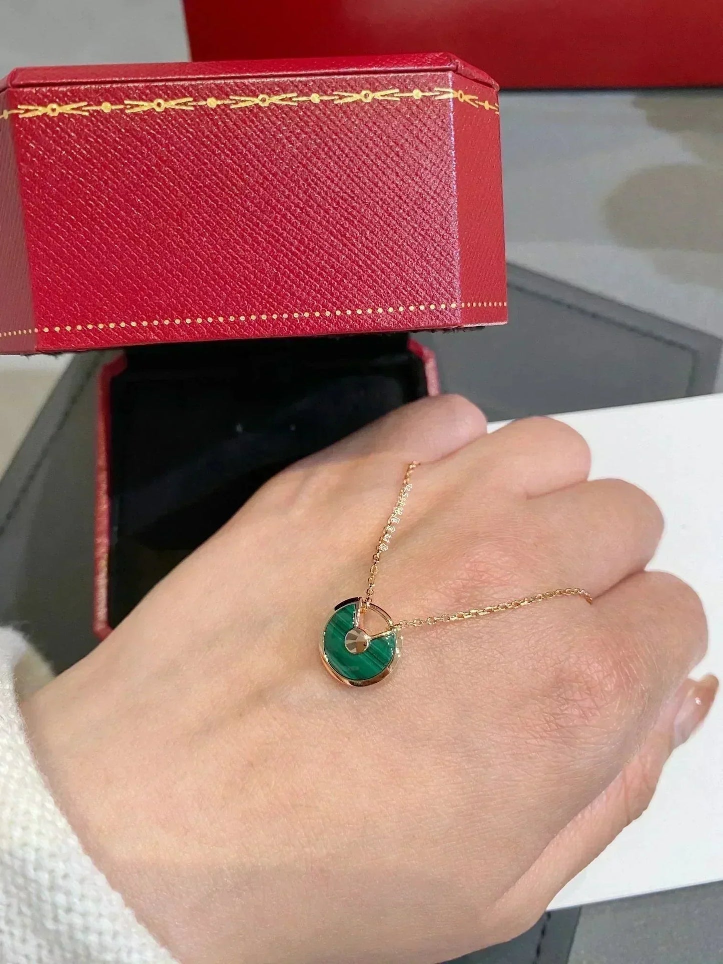 [Rosla Jewelry]AMULETTE ROSE GOLD MALACHITE NECKLACE