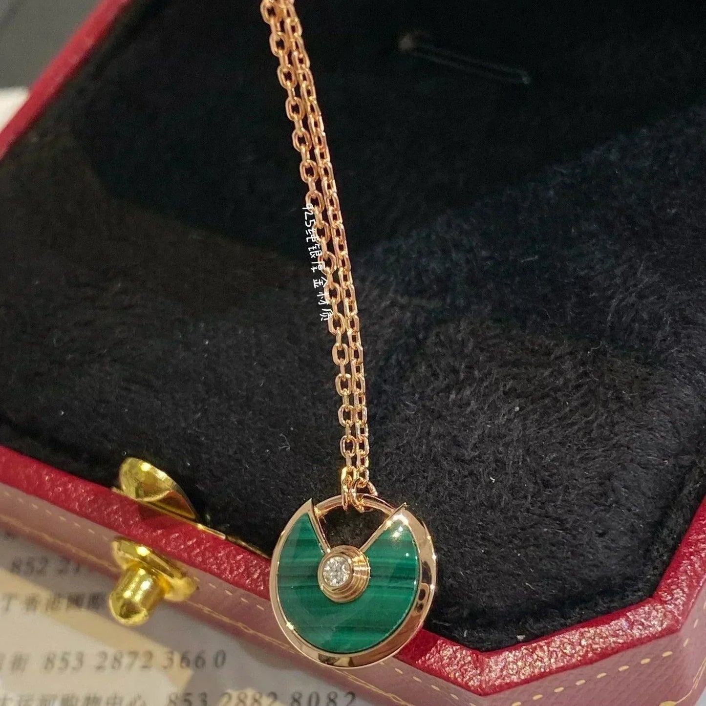 [Rosla Jewelry]AMULETTE ROSE GOLD MALACHITE NECKLACE