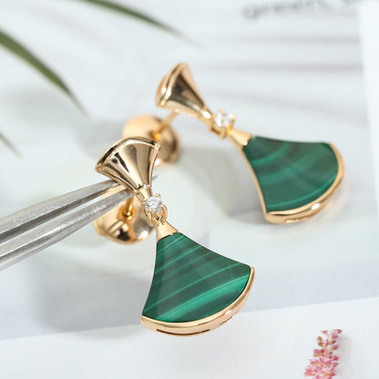 [Rosla Jewelry]DREAM MALACHITE PINK GOLD EARRINGS