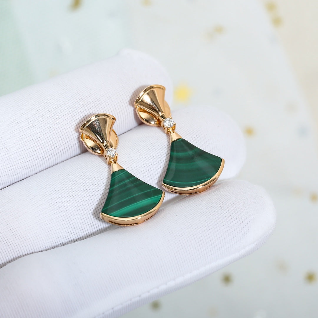 [Rosla Jewelry]DREAM MALACHITE PINK GOLD EARRINGS