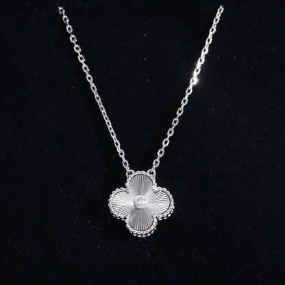 [Rosla Jewelry]CLOVER  15MM DIAMOND LASER NECKLACE SILVER