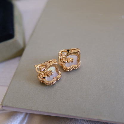 [Rosla Jewelry]LUCKY PINK GOLD WHITE MOP EARRINGS