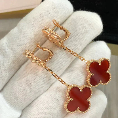 [Rosla Jewelry]CLOVER 2 MOTIF  LASER CARNELIAN EARRINGS