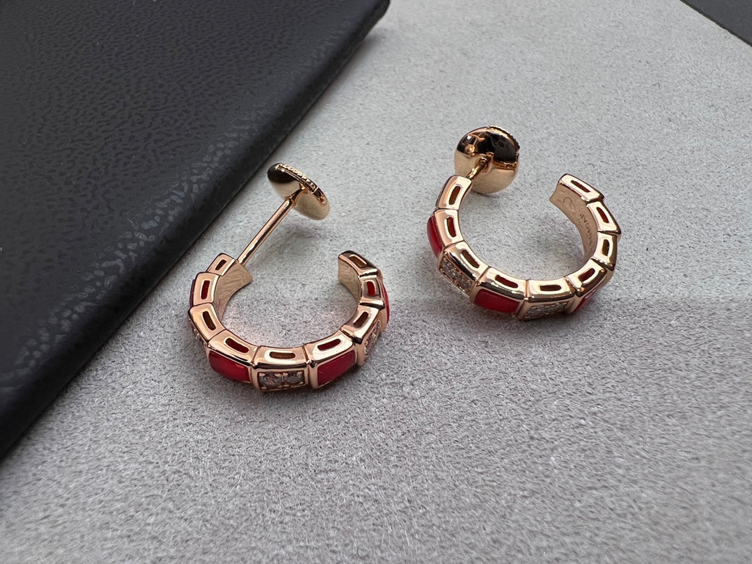 [Rosla Jewelry]SERPENTI CARNELIAN PINK GOLD EARRINGS