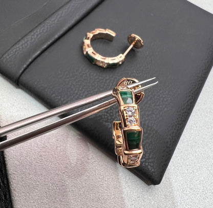 [Rosla Jewelry]SERPENTI MALACHITE PINK GOLD EARRINGS