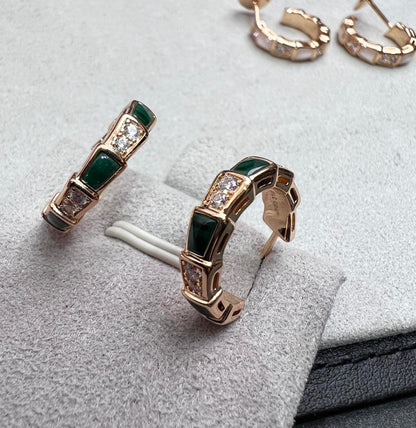 [Rosla Jewelry]SERPENTI MALACHITE PINK GOLD EARRINGS