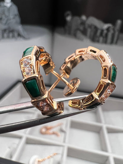 [Rosla Jewelry]SERPENTI MALACHITE PINK GOLD EARRINGS