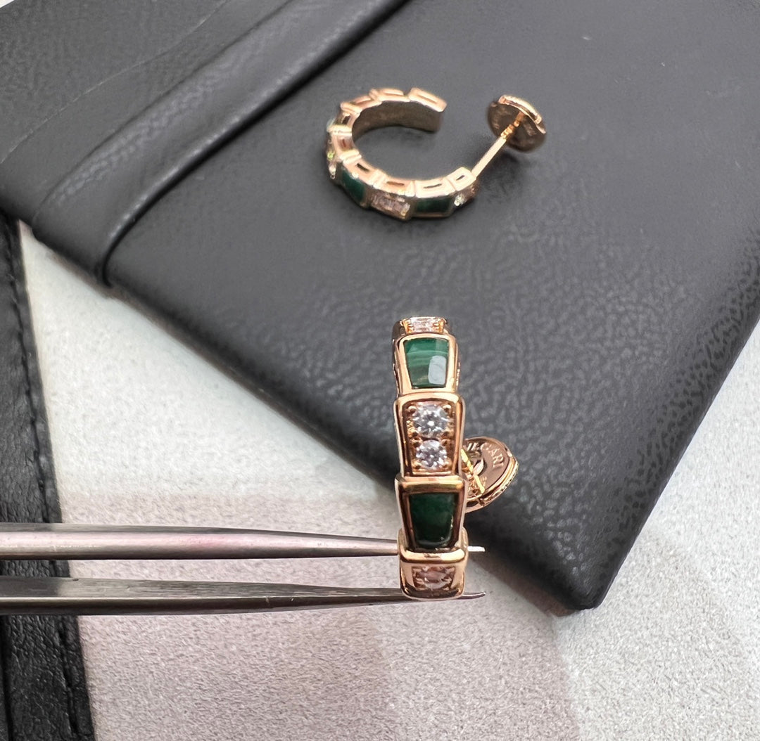 [Rosla Jewelry]SERPENTI MALACHITE PINK GOLD EARRINGS