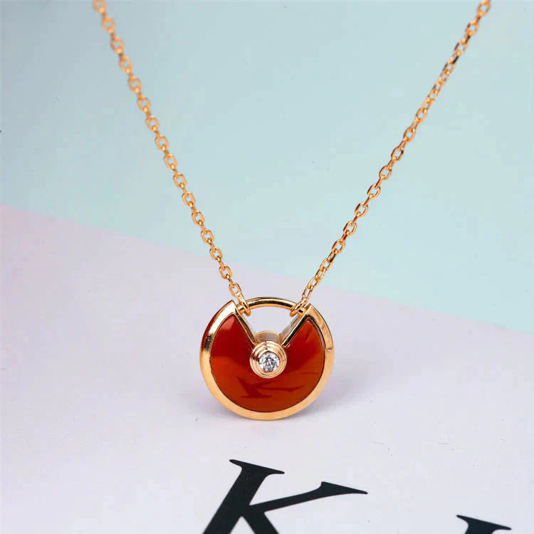 [Rosla Jewelry]AMULETTE GOLD CARNELIAN ONYX NECKLACE