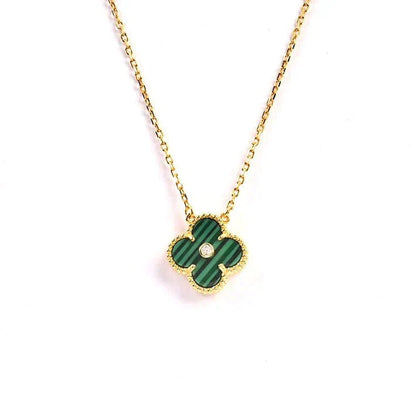 [Rosla Jewelry]CLOVER 15MM DIAMOND TURQUOISE NECKLACE