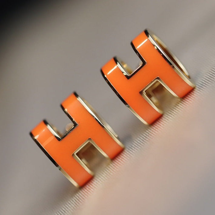 [Rosla Jewelry]MINI POP H EARRINGS ORANGE