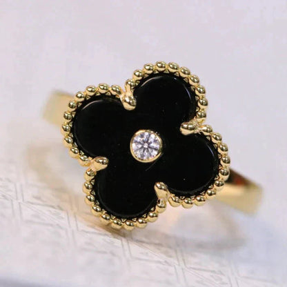 [Rosla Jewelry]CLOVER ONYX RING GOLD DIAMOND