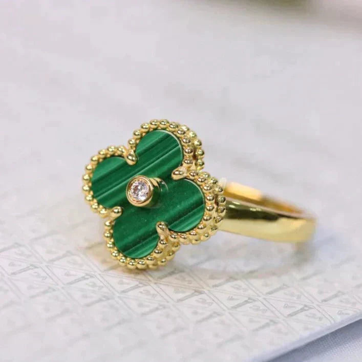 [Rosla Jewelry]CLOVER MALACHITE RING GOLD DIAMOND