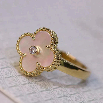 [Rosla Jewelry]CLOVER PINK MOP RING GOLD DIAMOND