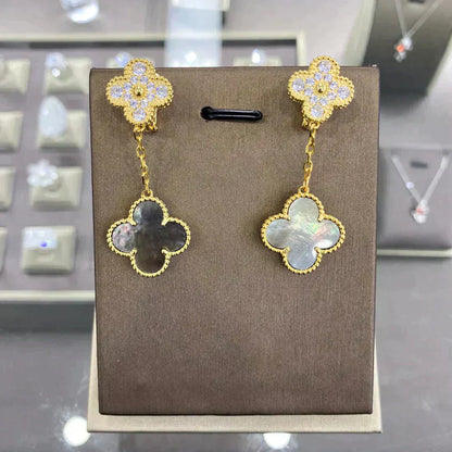 [Rosla Jewelry]CLOVER  2 MOTIFS  DIAMOND  EARRINGS (MULTIPLE CHOICESç´