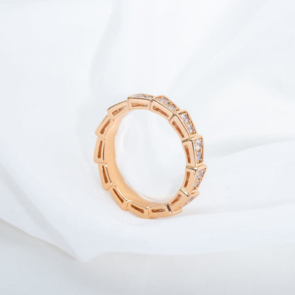 [Rosla Jewelry]SERPENTI RING PINK GOLD DIAMOND PAVED 3MM