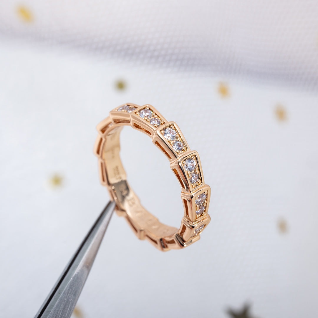 [Rosla Jewelry]SERPENTI RING PINK GOLD DIAMOND PAVED 3MM