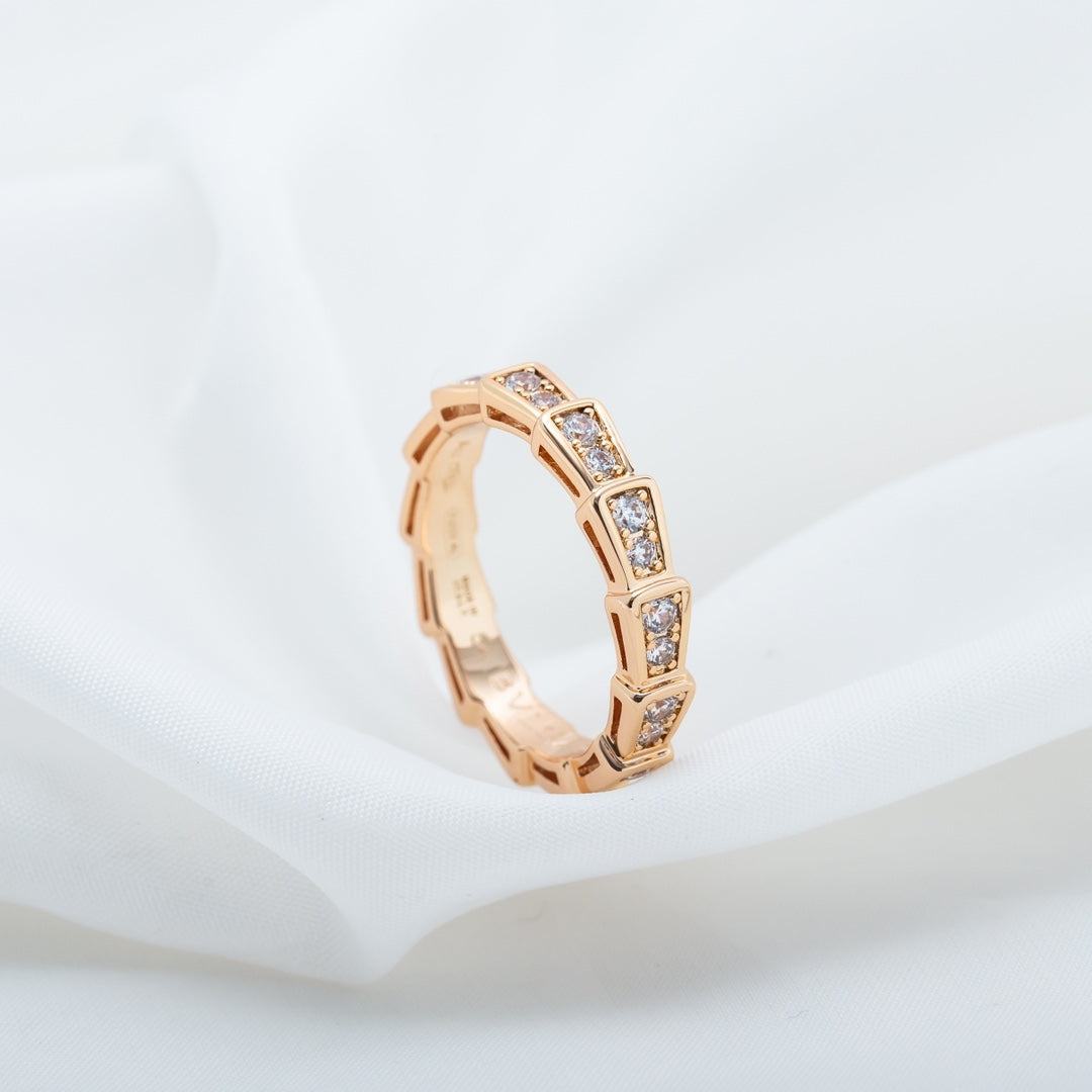 [Rosla Jewelry]SERPENTI RING PINK GOLD DIAMOND PAVED 3MM