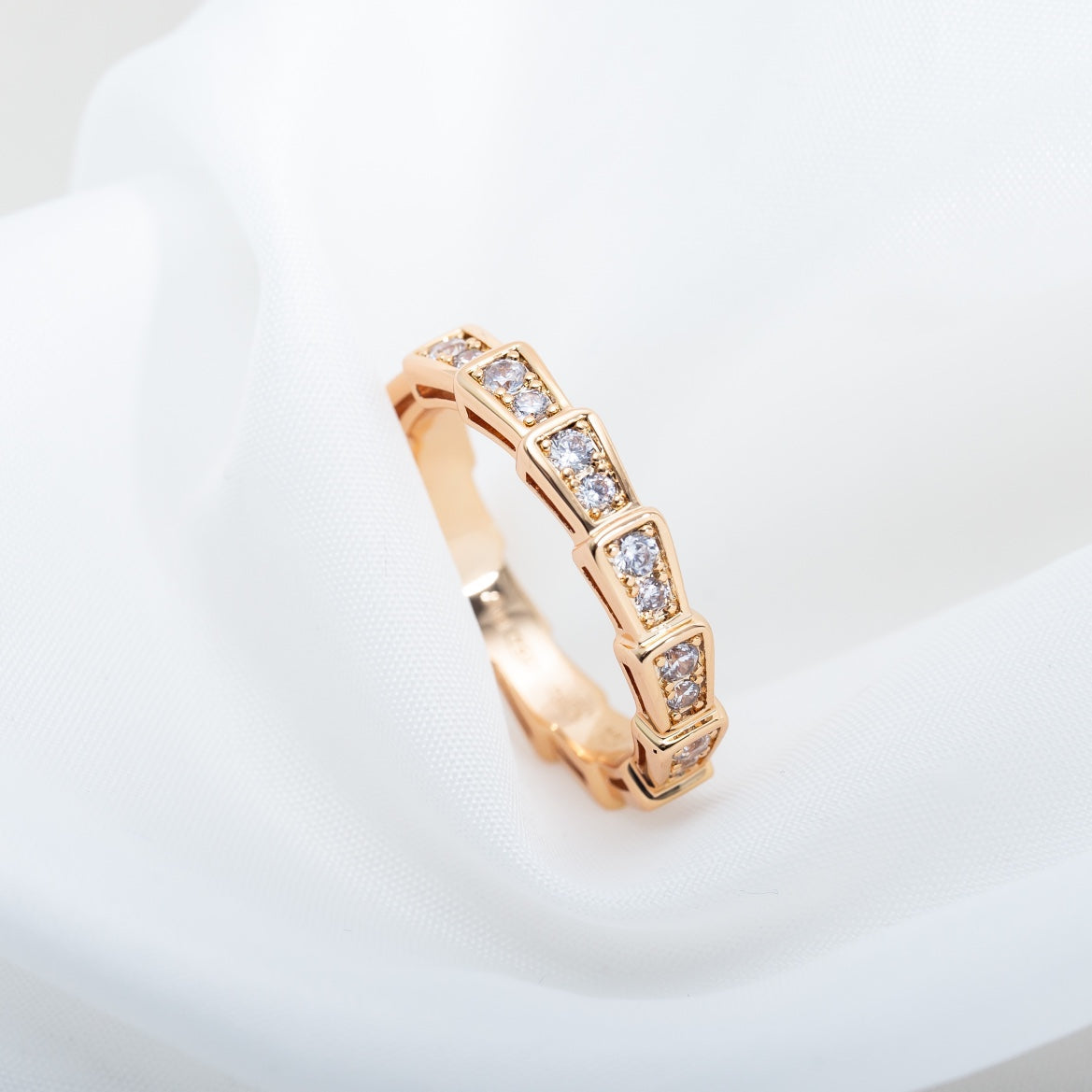 [Rosla Jewelry]SERPENTI RING PINK GOLD DIAMOND PAVED 3MM