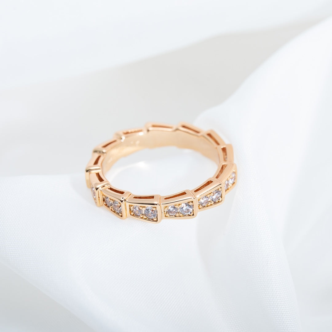 [Rosla Jewelry]SERPENTI RING PINK GOLD DIAMOND PAVED 3MM