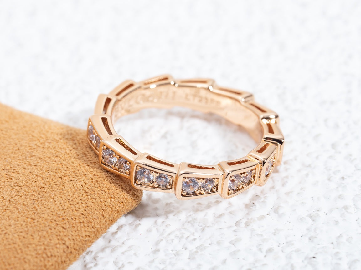 [Rosla Jewelry]SERPENTI RING PINK GOLD DIAMOND PAVED 3MM