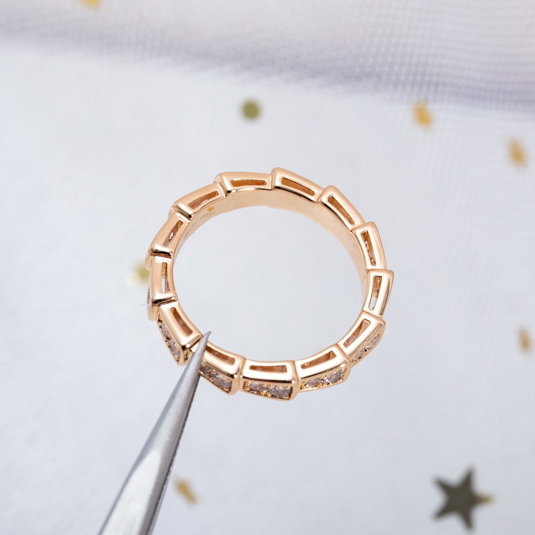 [Rosla Jewelry]SERPENTI RING PINK GOLD DIAMOND PAVED 3MM