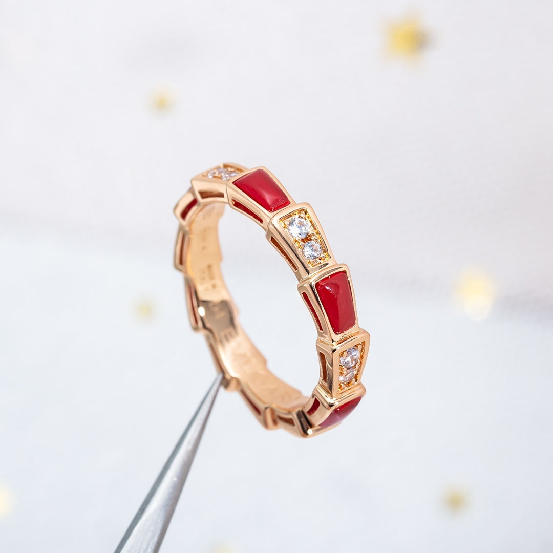 [Rosla Jewelry]SERPENTI RING PINK GOLD CARNELIAN DIAMOND 3MM