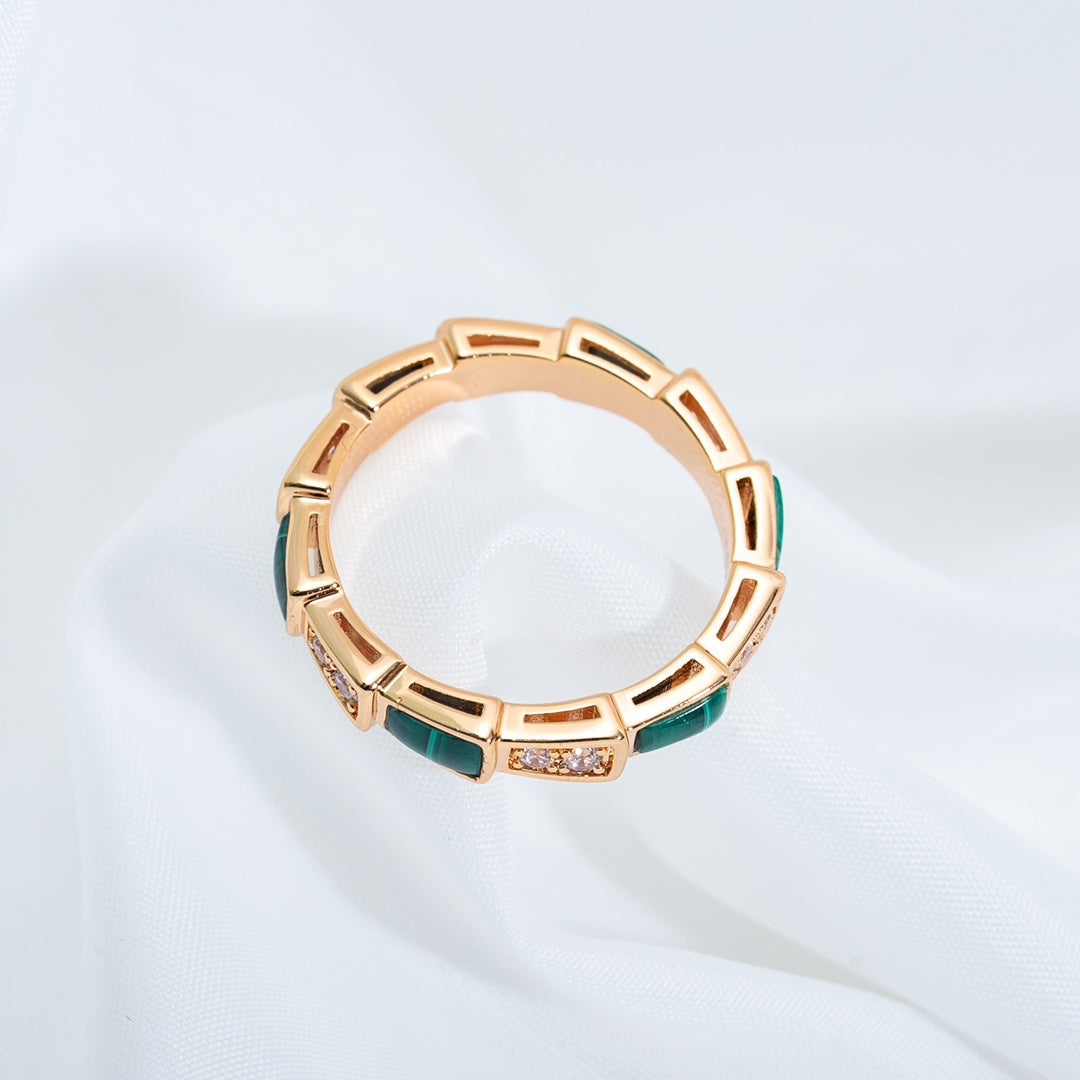 [Rosla Jewelry]SERPENTI RING PINK GOLD MALACHITE DIAMOND 3MM