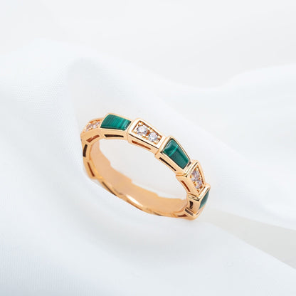 [Rosla Jewelry]SERPENTI RING PINK GOLD MALACHITE DIAMOND 3MM