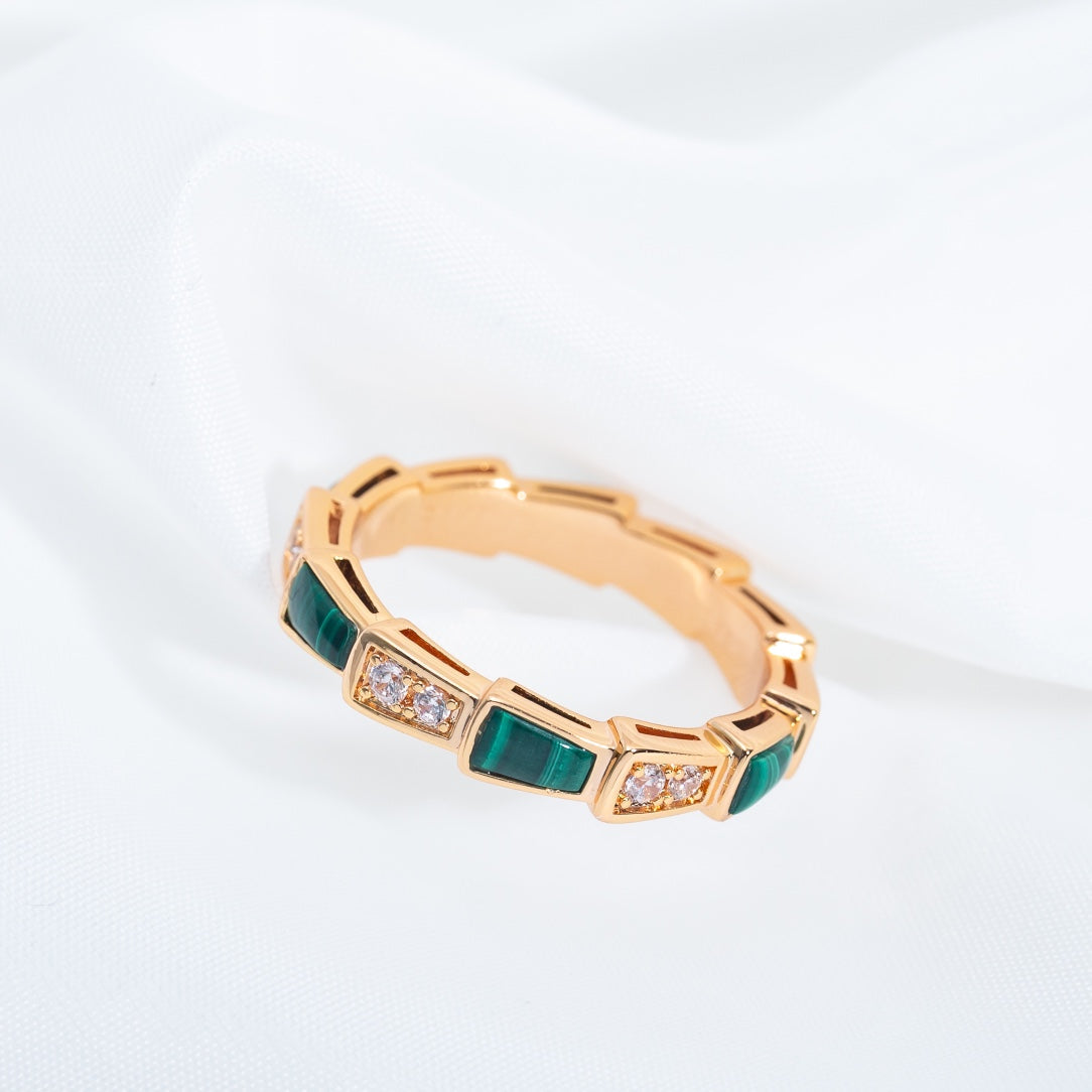 [Rosla Jewelry]SERPENTI RING PINK GOLD MALACHITE DIAMOND 3MM