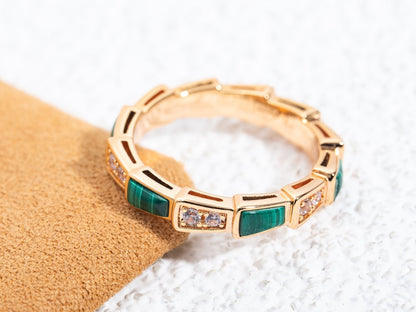 [Rosla Jewelry]SERPENTI RING PINK GOLD MALACHITE DIAMOND 3MM