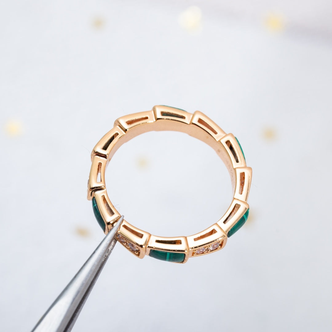 [Rosla Jewelry]SERPENTI RING PINK GOLD MALACHITE DIAMOND 3MM