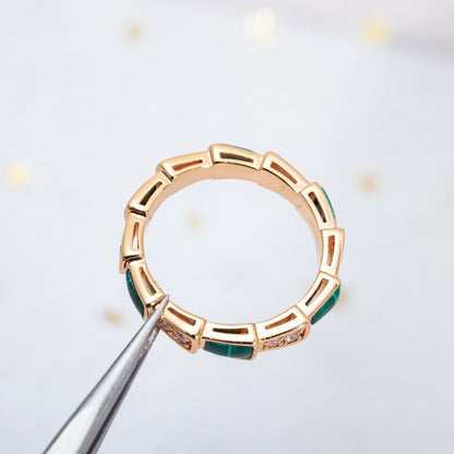 [Rosla Jewelry]SERPENTI RING PINK GOLD MALACHITE DIAMOND 3MM