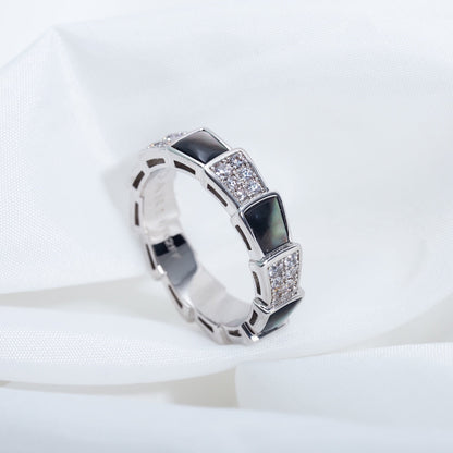 [Rosla Jewelry]SERPENTI RING SILVER DIAMOND BLACK MOP 4MM