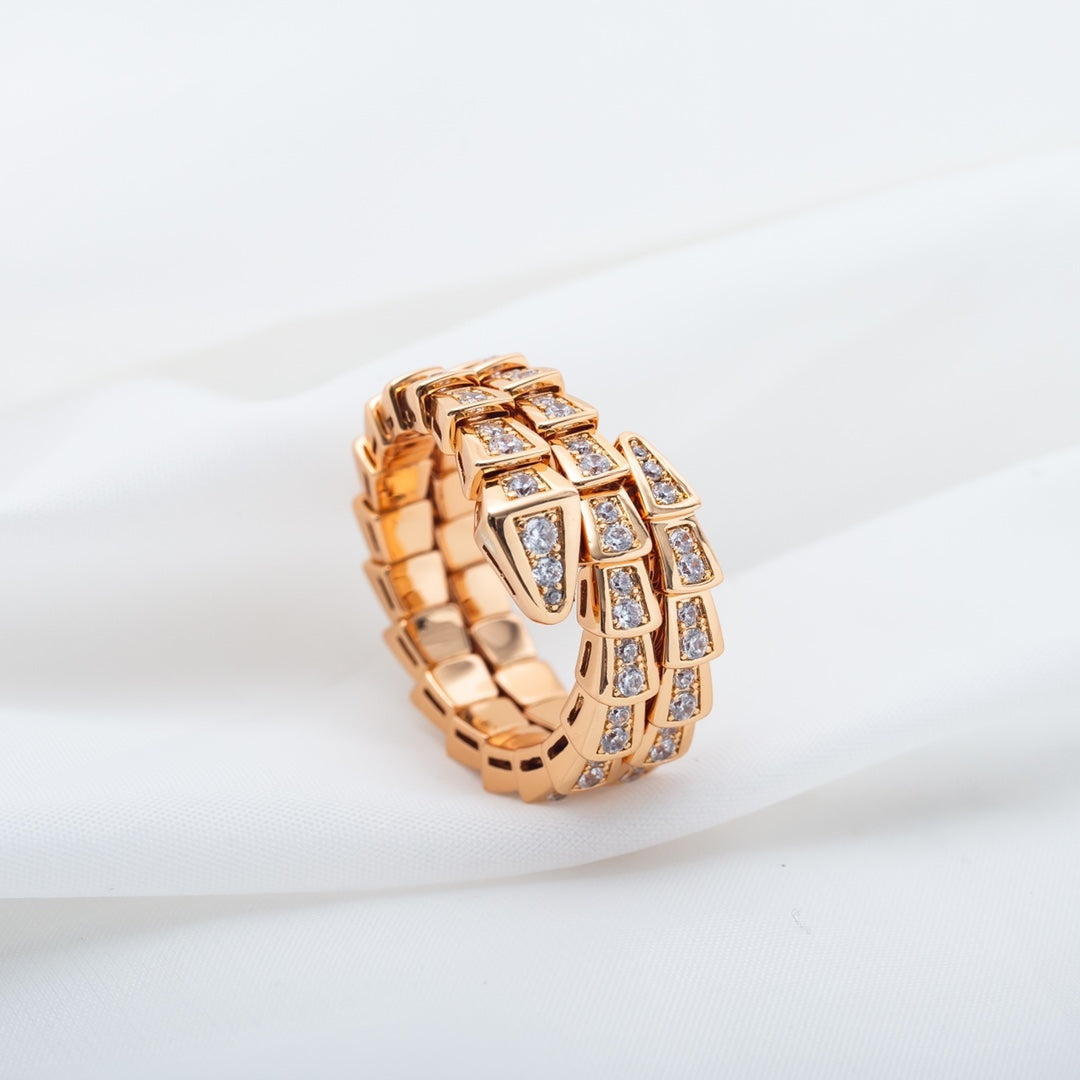 [Rosla Jewelry]SERPENTI RING PINK GOLD DIAMOND DOUBLE ROW