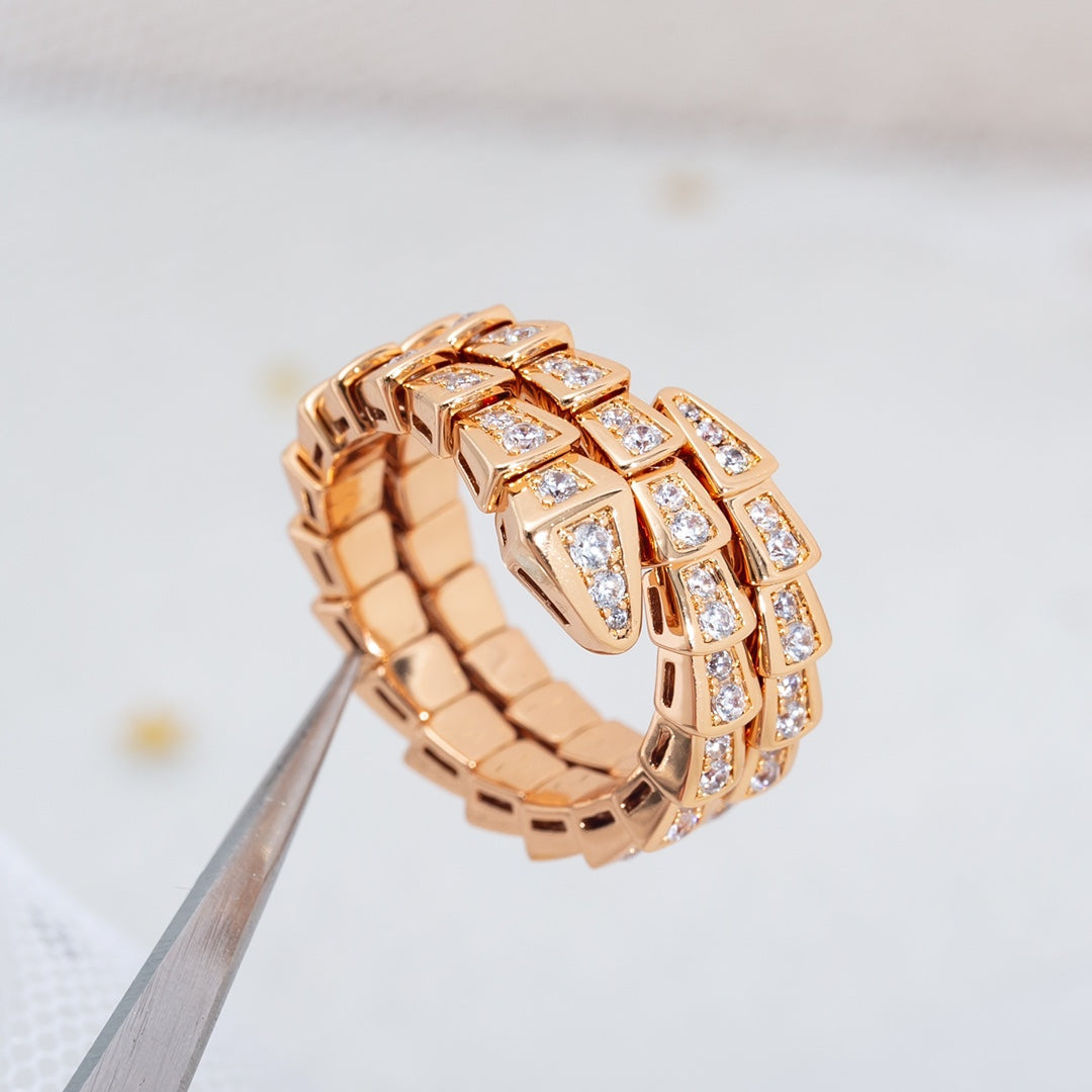 [Rosla Jewelry]SERPENTI RING PINK GOLD DIAMOND DOUBLE ROW