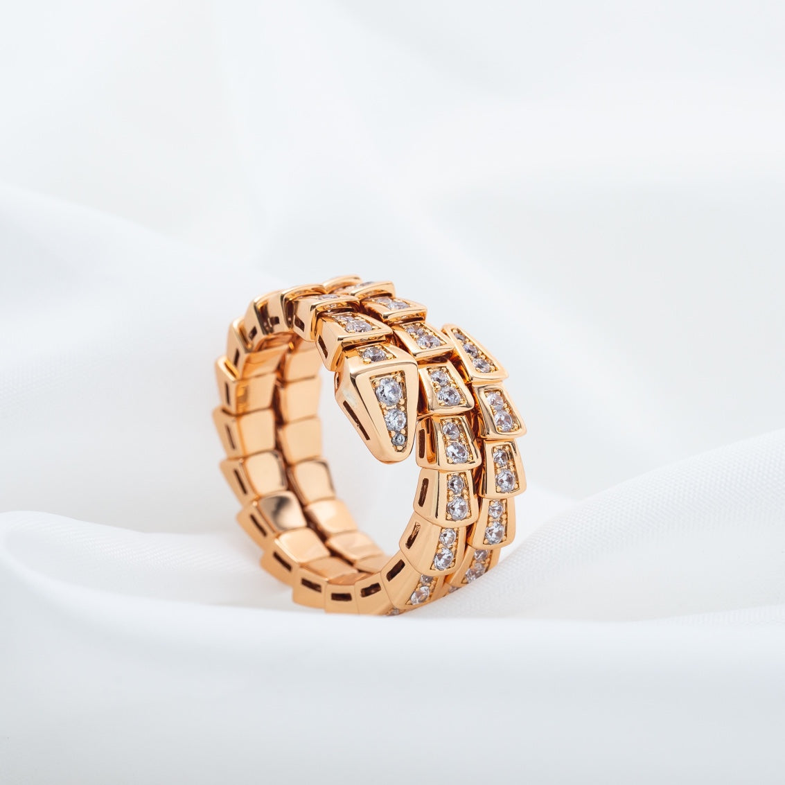 [Rosla Jewelry]SERPENTI RING PINK GOLD DIAMOND DOUBLE ROW