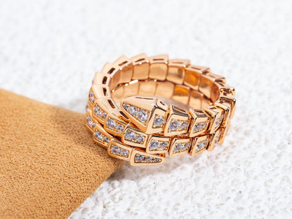 [Rosla Jewelry]SERPENTI RING PINK GOLD DIAMOND DOUBLE ROW