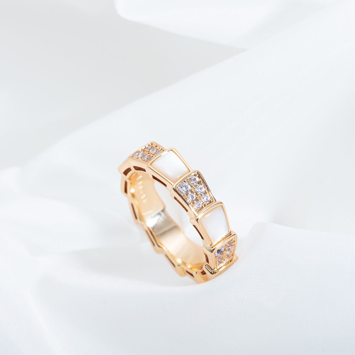 [Rosla Jewelry]SERPENTI RING PINK GOLD MOP DIAMOND PAVED 4MM