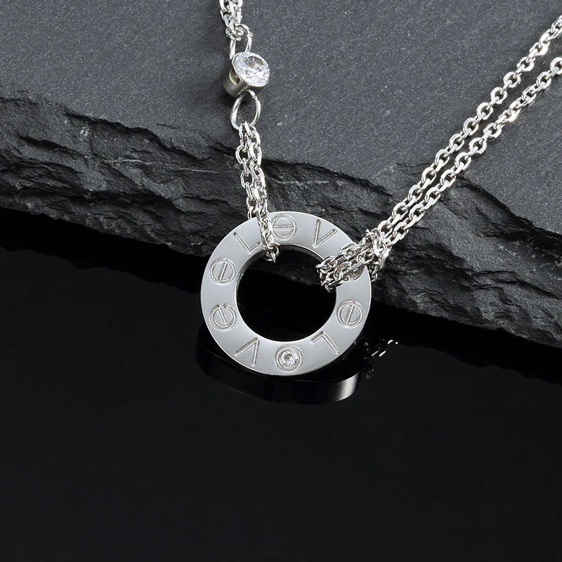 [Rosla Jewelry]LOVE NECKLACE 16MM 2 DIAMONDS