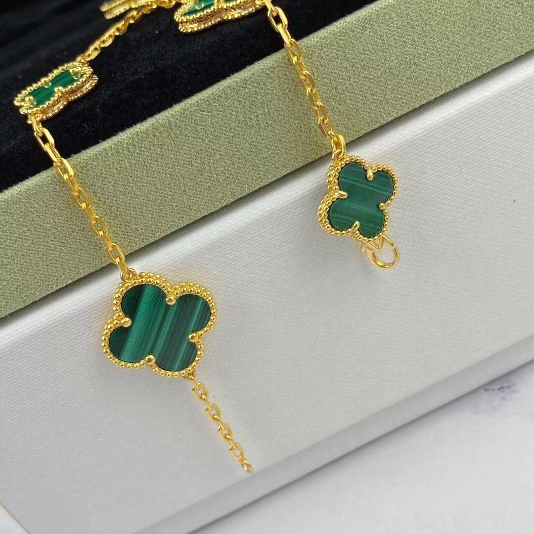 [Rosla Jewelry]MAGIC CLOVER MALACHITE GOLD BRACELET 5 MOTIFS