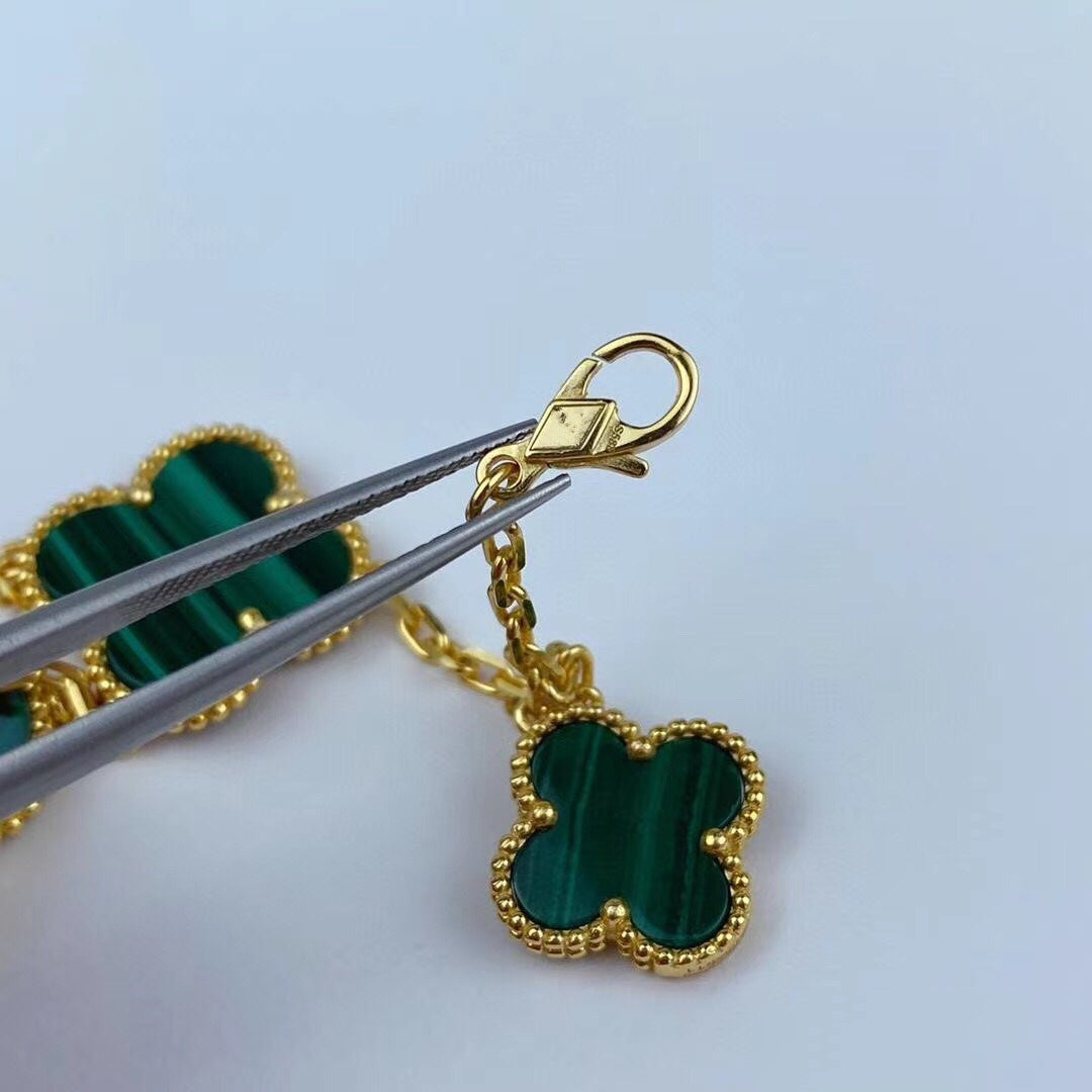 [Rosla Jewelry]MAGIC CLOVER MALACHITE GOLD BRACELET 5 MOTIFS