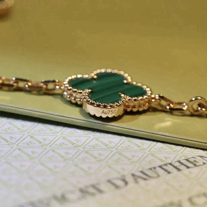 [Rosla Jewelry]CLOVER 5 MOTIFS MALACHITE BRACELET