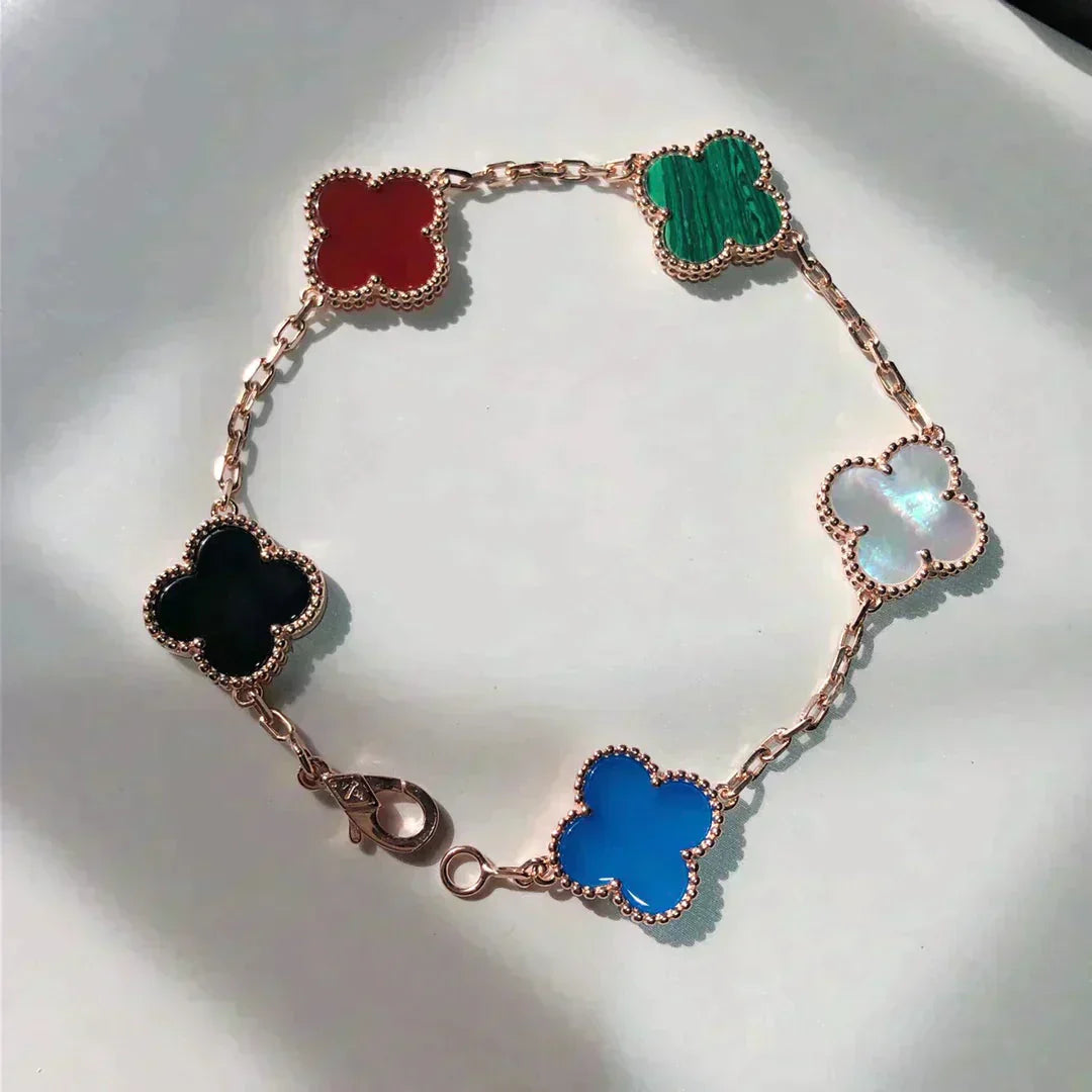 [Rosla Jewelry]CLOVER 5 MOTIFS MULTICOLOR  BRACELET