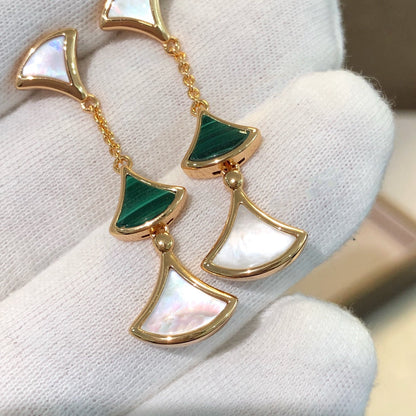 [Rosla Jewelry]DREAM EARRINGS 3 MOTIFS MALACHITE MOP PINK GOLD